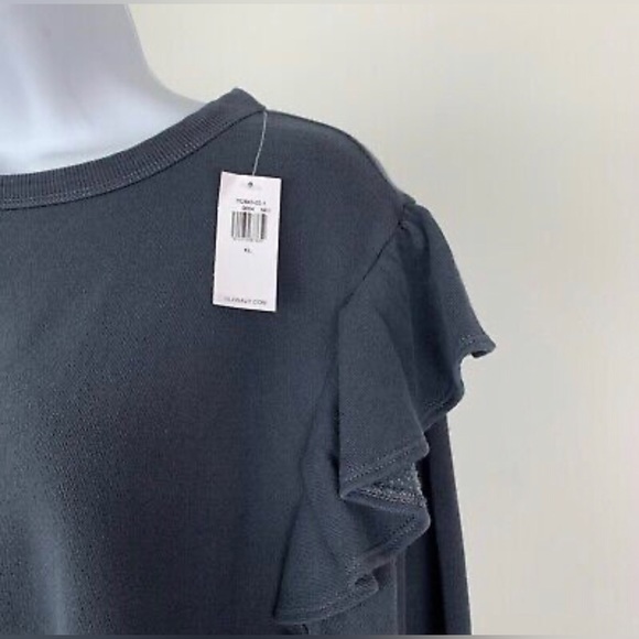 NWT! Ruffle Trim French-Terry Cropped Sweatshirt - Size XL - Picture 3 of 6